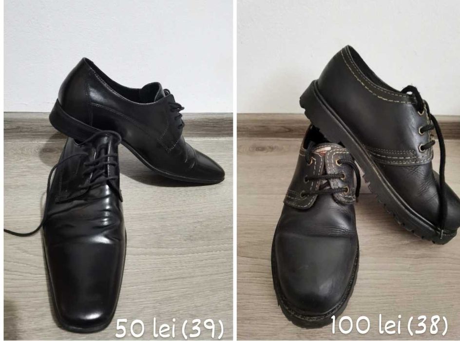 Pantofi piele cu siret - transport gratuit