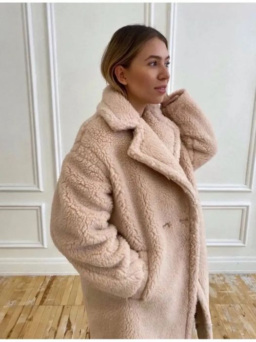 Шубка тедди бежевого цвета