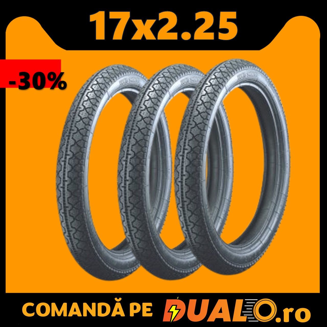 Set 3 cauciucuri 17x2.25 motorete scuter trotinete cu pedale