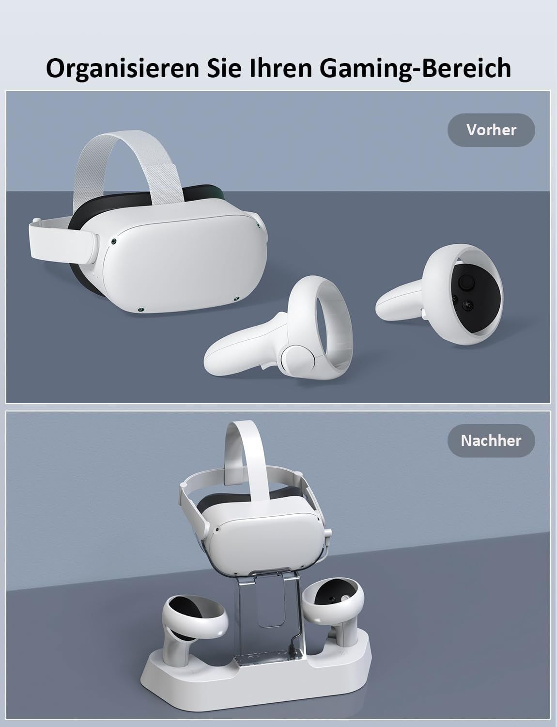 NexiGo Зарядна станция за Oculus Quest 2, Meta Quest 2 докинг станция