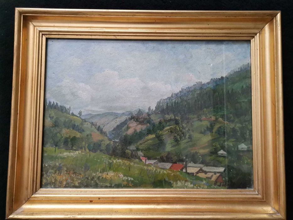 Tablou vechi peisaj montan