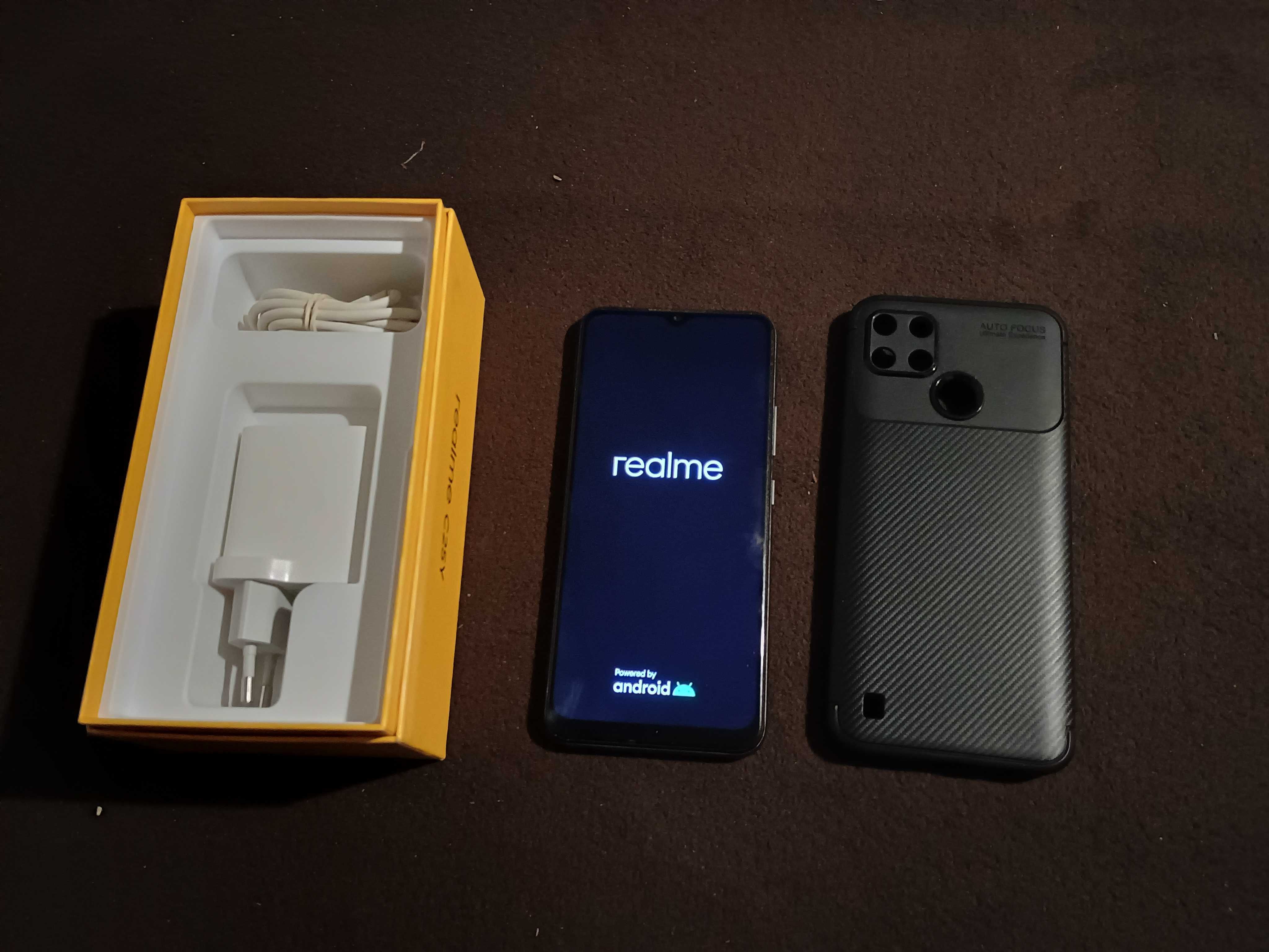 Смартфон Realme C25Y, 128GB, 4GB RAM + Case Carbon и Защитно стъкло