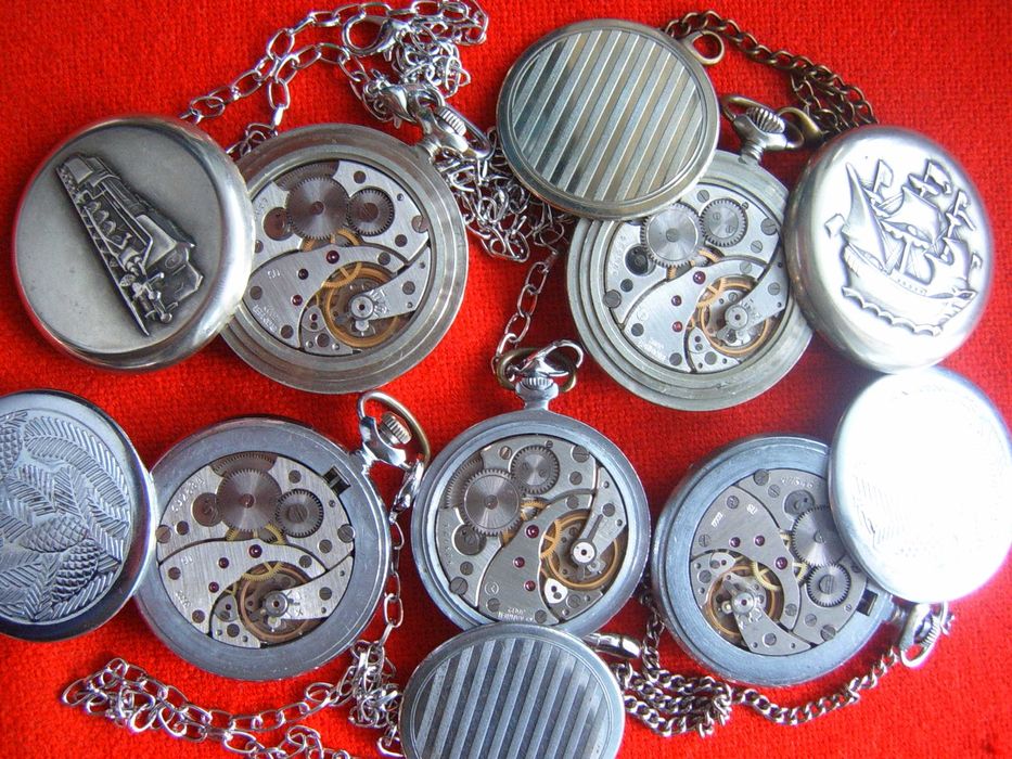 Стари оригинални механични джобни часовници Молния СССР