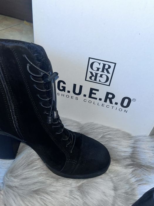 Зимни боти на ток от естествен велур