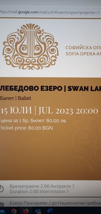 Билети за Лебедово езеро на Панчаревското езеро