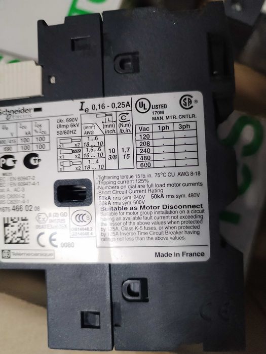 Intreruptor magneto-termic,, GV2ME02, Schneider electric