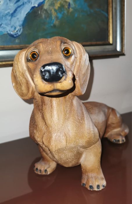 Антикварна фигура на куче Бийгъл много реалистичен модел смола 15х15см