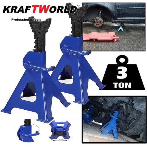 Професионален Комплект Крик 2,5т и 2бр Стойки 3т KraftWorld за кола,бу
