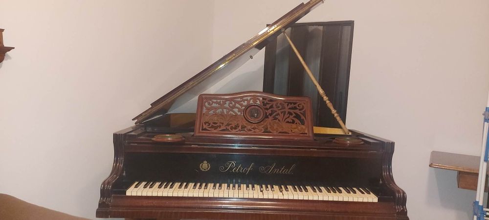 Pian Petrof Antal cu  coada scurta,placa de bronz