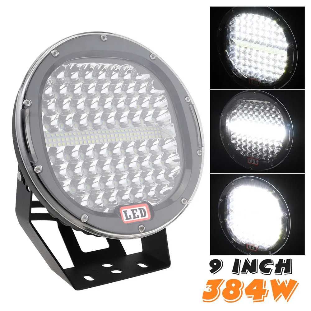 2 БРОЯ 9" Мощни 384W LED Халогени ФАРОВЕ за джипове камиони 9-30V