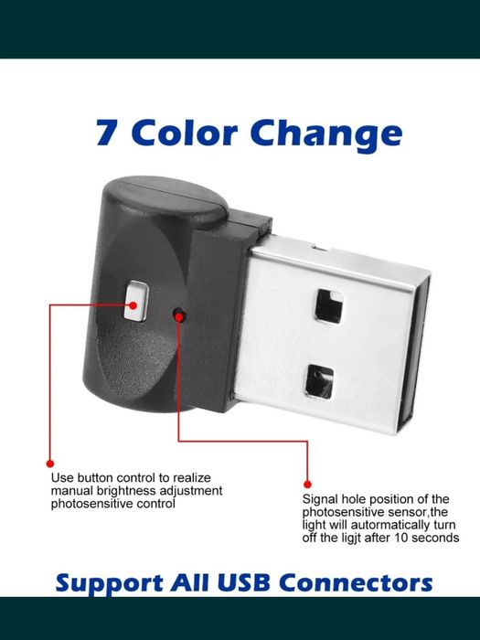 Mini LED 7 culori Ambiental (auto, laptop, desktop, home) - Accesorii