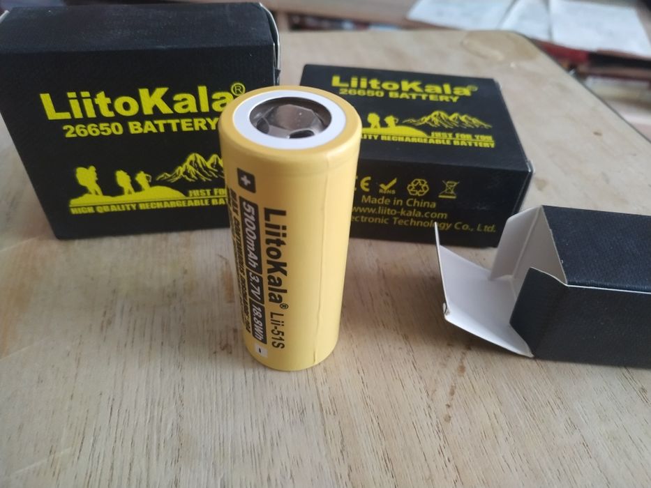 2 Acumulatori Liitokala 26650, Descarcare 20A, 5100mAh