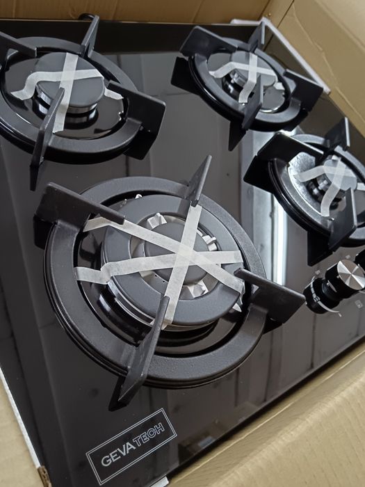 Plita incorporabila pe gaz, Panou sticla neagra securizata de 7mm, NOU