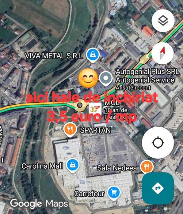 Se închiriază hale 200- 1000 mp zona mall Carolina