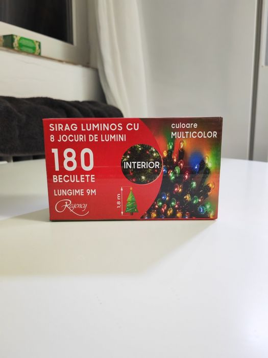 NOUA Instalație multicolora de Crăciun cu 180 beculete, 9m lungime