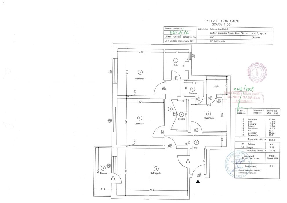 Apartament cu 3 camere decomandate, zona Fortuna-Craiovita Noua.