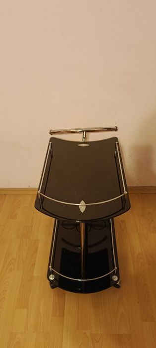 Кетъринг стъклена черна масичка
