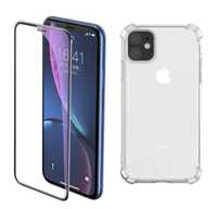 Iphone 11 12 PRO MAX - Husa Silicon Anti Soc si Folie Sticla HD Glare