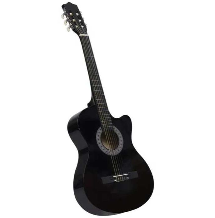 Chitara acustica din lemn 95 cm 4/4 albastru negru natur roz alb