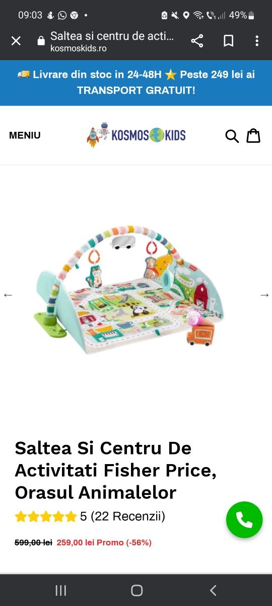 Saltea/Centru De Activitati Fisher Price orașul animalelor