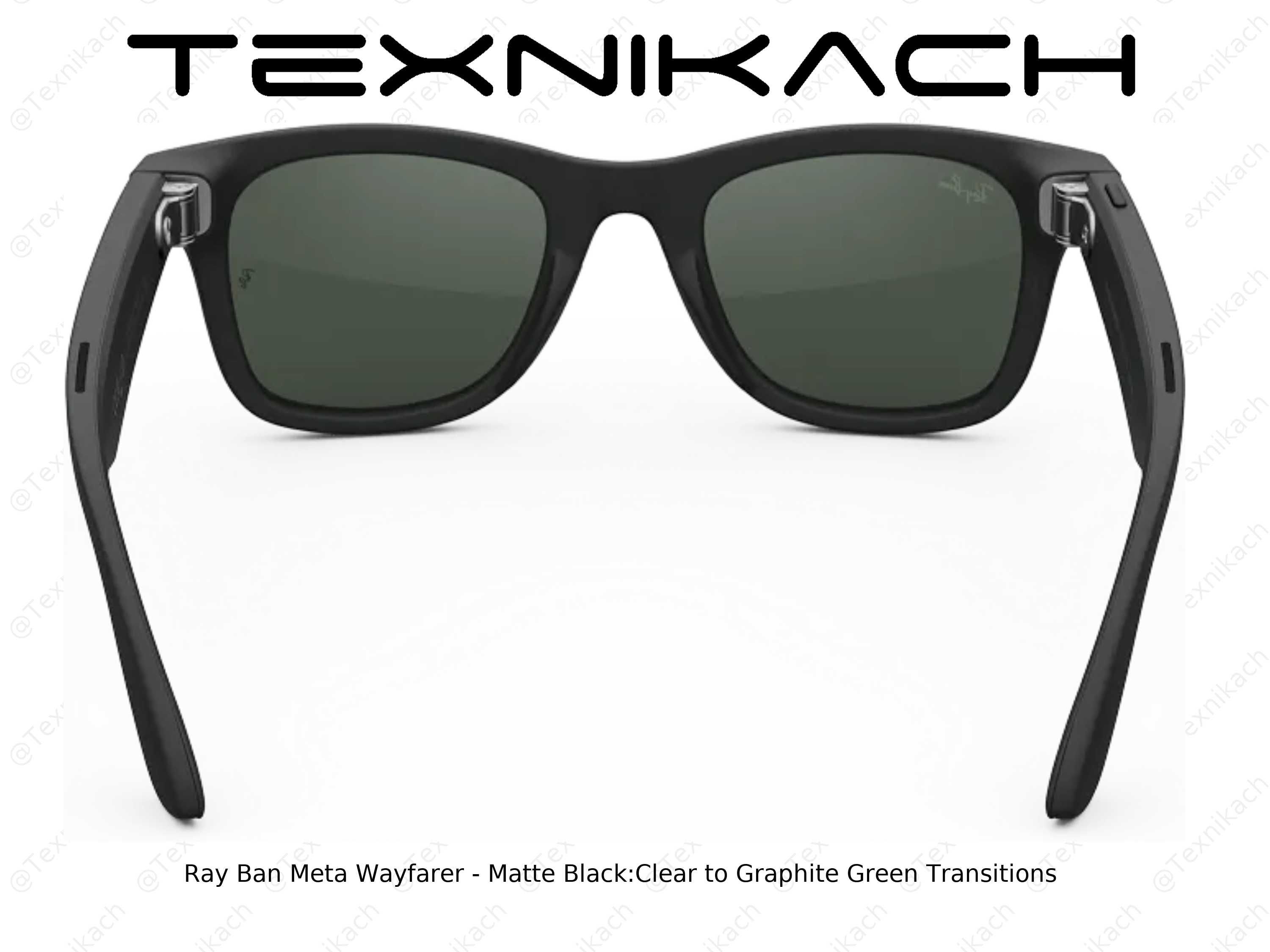 Ray Ban Meta Wayfarer - Matte BlackClear to Graphite Green Transitions