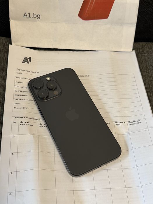 КАТО НОВ 256GB iPhone 15 Pro Max A1 Гаранция 2025г. Black / Черен