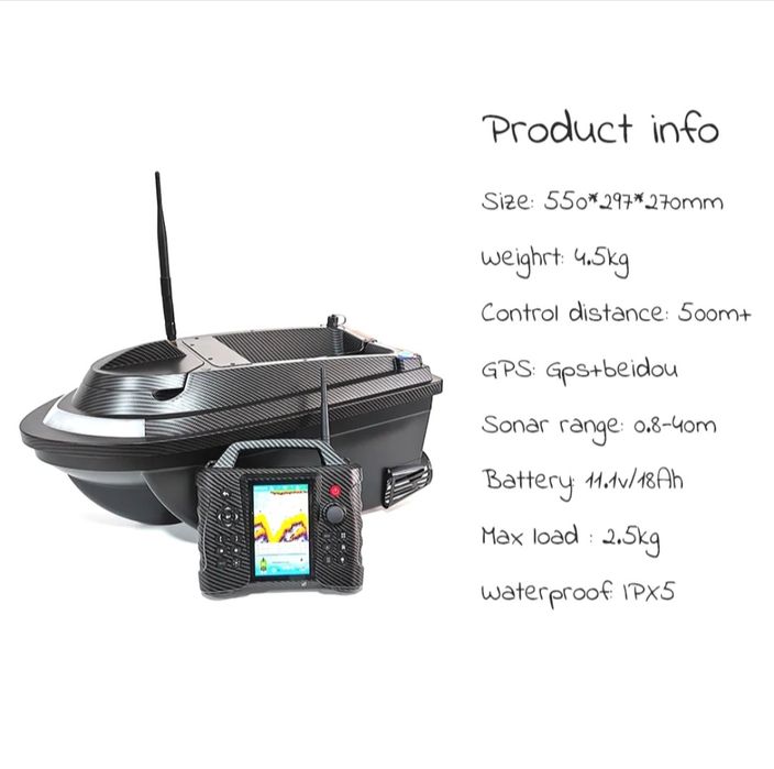 Лодка за захранка с ГПС и вграден сонар