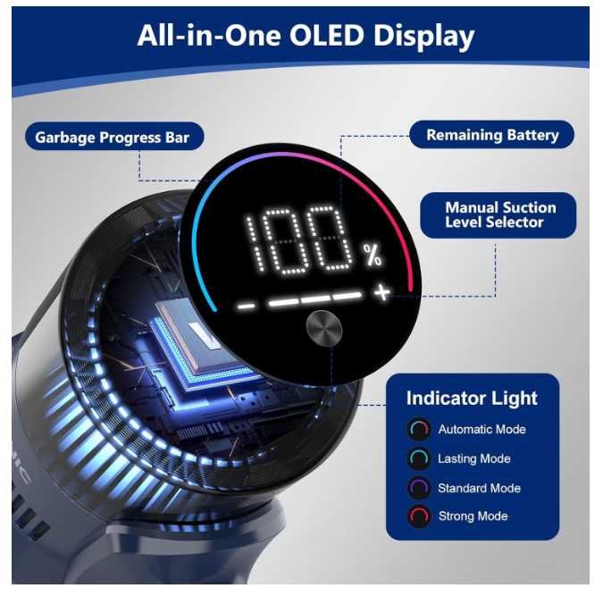 Aspirator vertical fara fir 8 in 1 VICSONIC S7, 35Kpa, 520W