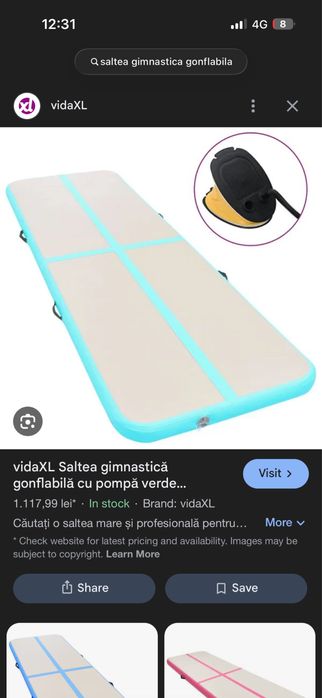 Saltea gimnastica gonflabila, stare foarte buna. Dimensiunile din poze