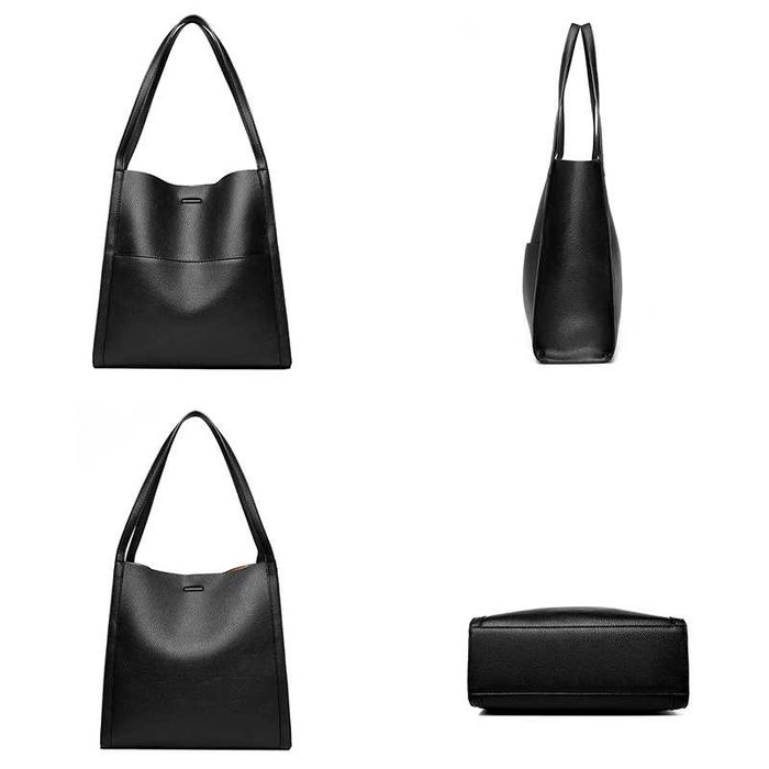 Geanta umar dama din piele ecologica Negru 30 x 31 x 12 cm