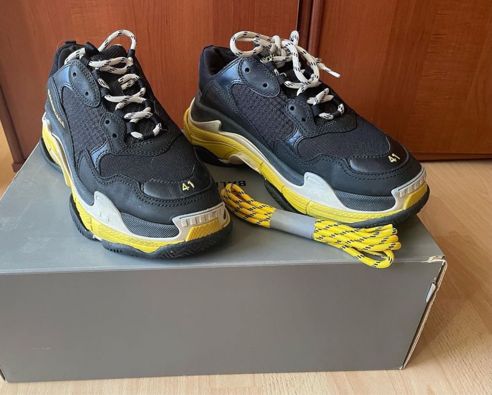 Balenciaga Triple S Black White Yellow Marimea 41