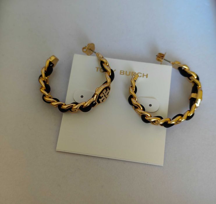 Обеци Tory Burch - Kira enamel hoop earrings