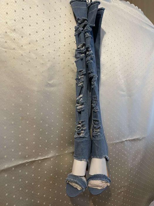 Дънкови високи ботуши