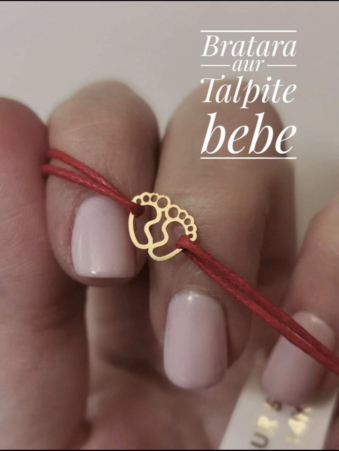 Bratara talpite bebe snur + aur 14 k, reglabila