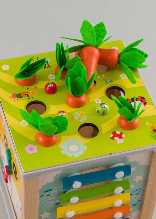 Дървено игрално кубче Монтесори