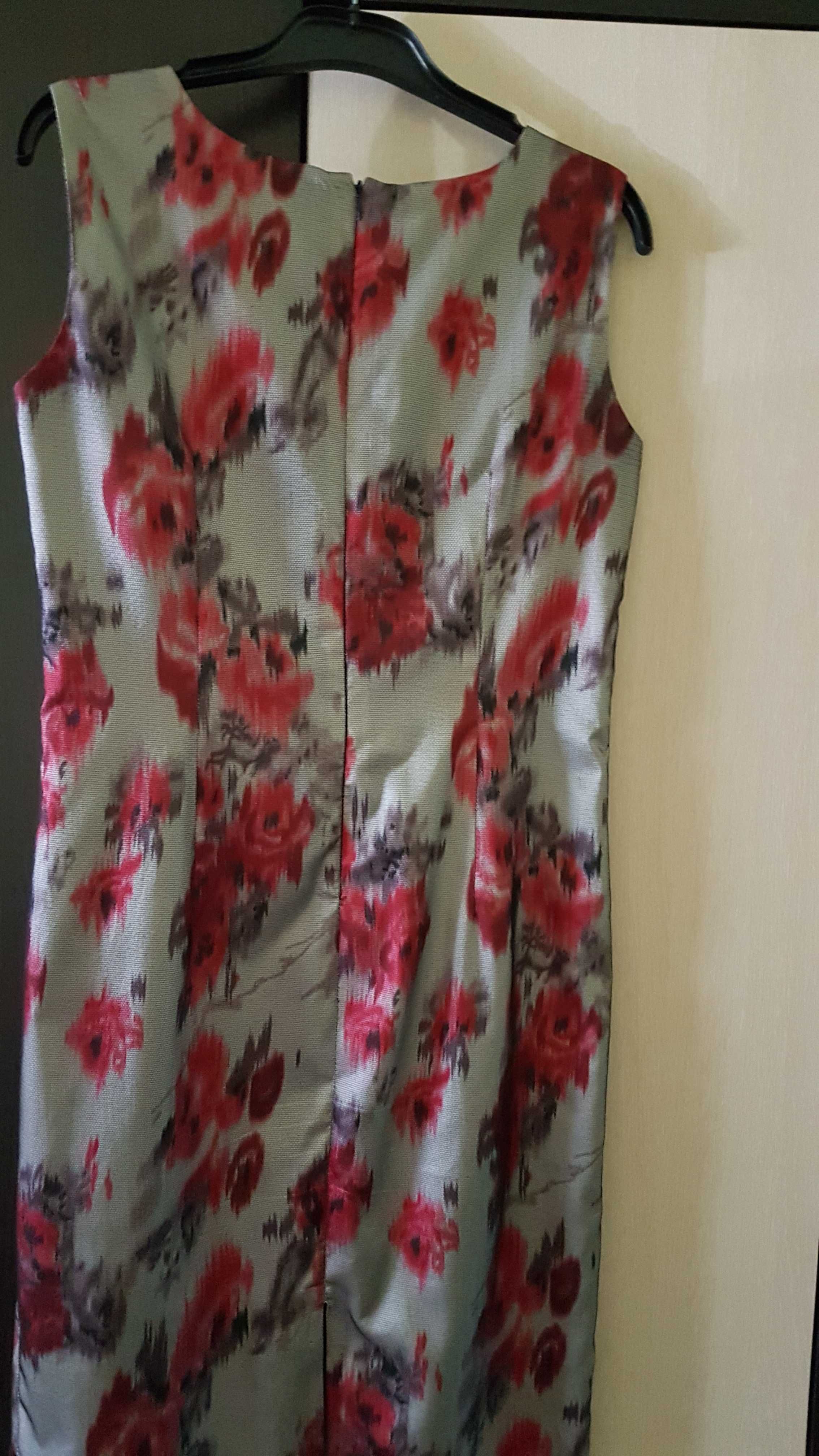 Rochie de ocazie, gri cu roșu, viada, mărimea 42