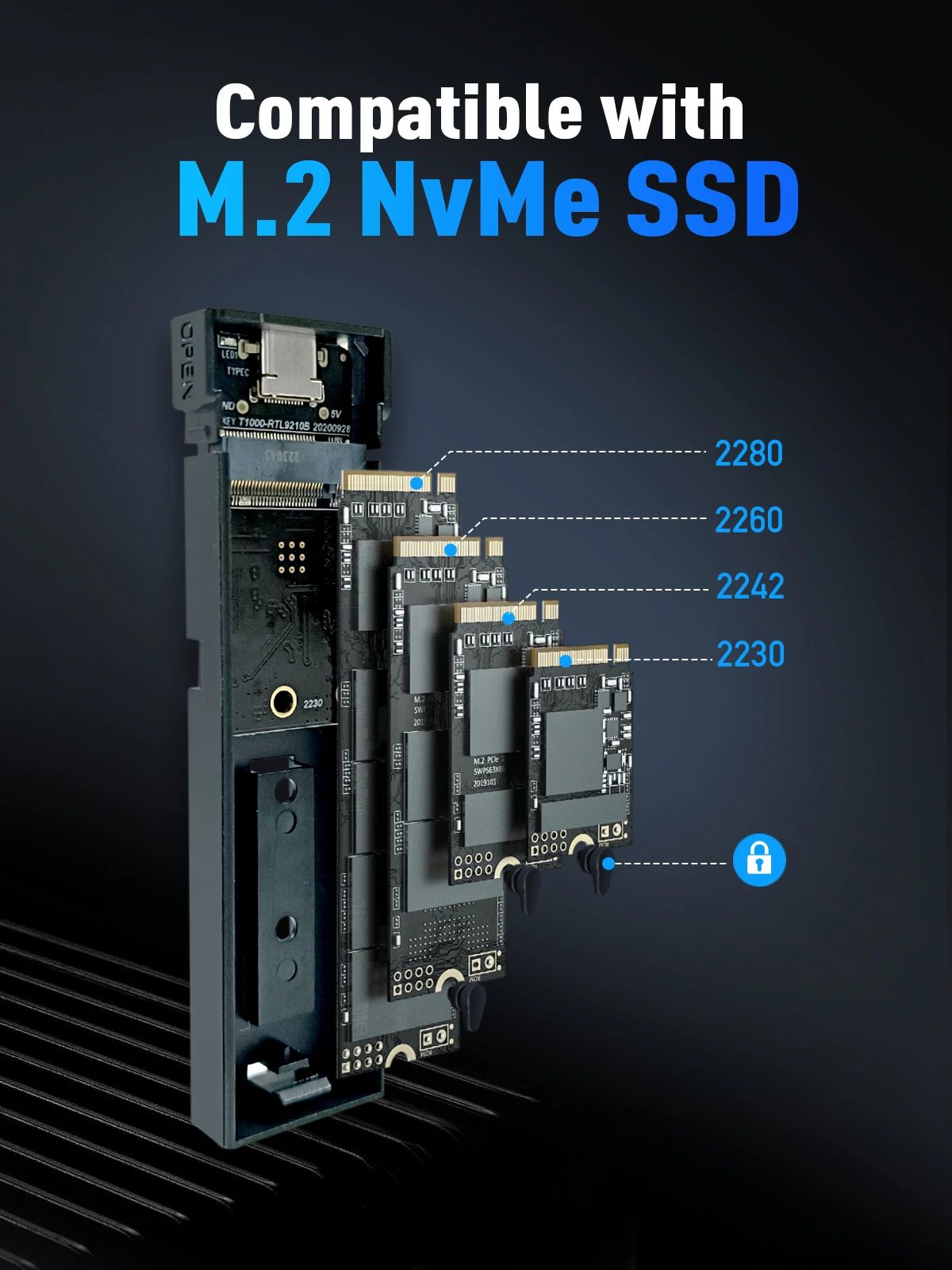 USB Външна кутия за SSD M.2 NVMe 10Gbps USB 3.1 Type-C/A + Гаранция