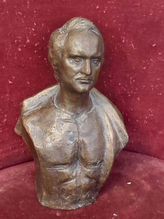 Statuie bronz mini bust autoportret Mihai Coșan