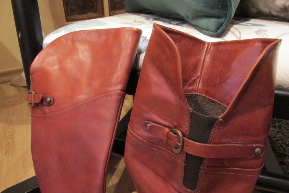 Cizme din piele cognac