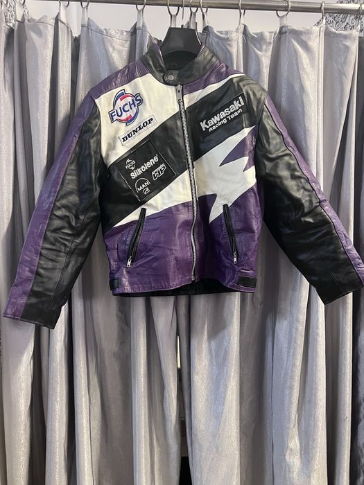 Geaca moto piele Kawasaki mar L