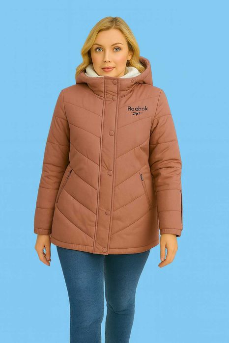 Reebok зимно яке с качулка в пудрено розово – M,L