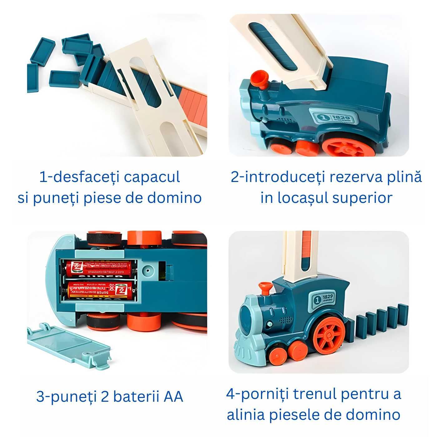 Tren Domino Electric pentru Copii - Set Joc Educativ cu Sunete