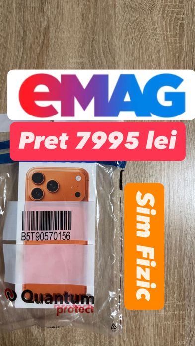 iPhone 17 Pro Max 256GB sigilat Emag garantie 2 ani cu SIM portocaliu