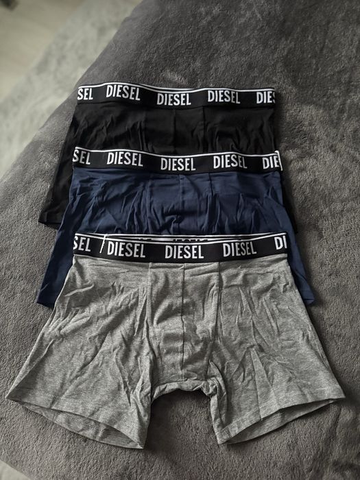 Diesel set 3 boxeri lungi negru-bleumarin-gri marimea S noi originali
