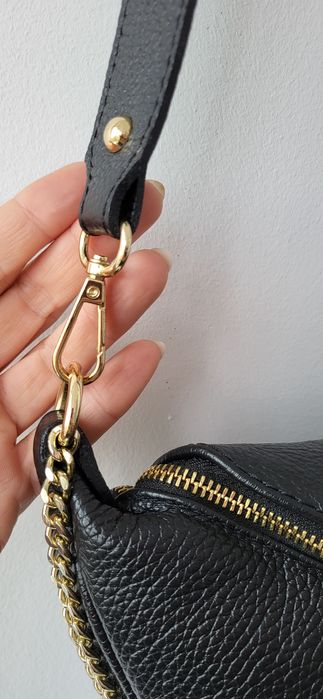 Дамска черна чанта от естествена кожа Vera Pelle