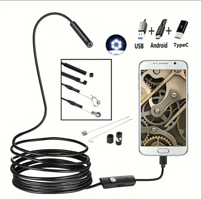 Camera Inspecție HD cu leduri ajustabile , camera flexibila 2m  ip67