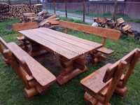 Masa cu băncuțe  lemn  masiv  rotund  foișor terasa