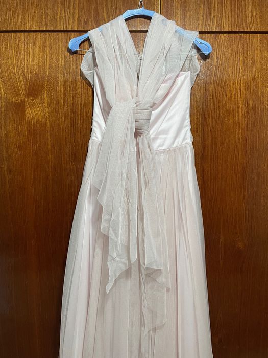 Дълга официална розова рокля