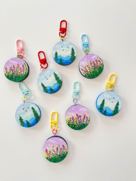 Brelocuri Handmade, lemn, pictate manual - 2 perechi ediție limitată