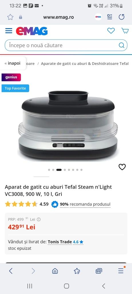 Tefal Steam N'Light - Aparat gatit la abur